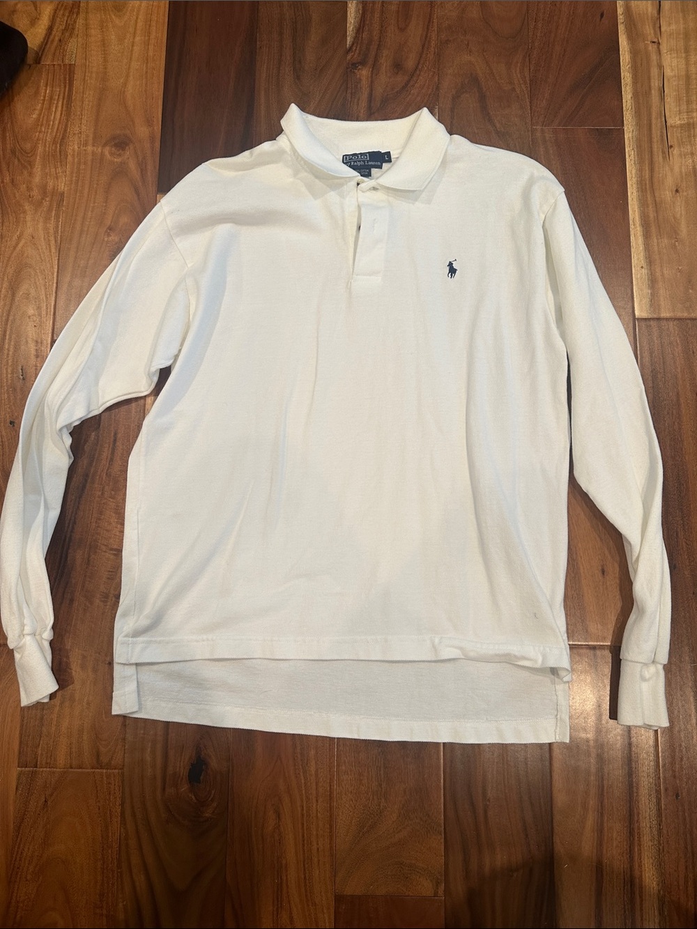 Ralph Lauren Off-White Long Sleeve Polo with Navy Horse